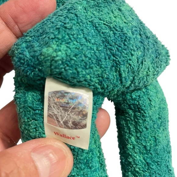 Ty Wallace Beanie Baby 1999 – Green Bear with Plaid Scarf – Collectible Plush - Picture 9 of 12